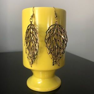 3 for $15 Black & Gold leaf dangling earrings